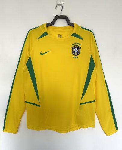 02 Retro Version Brazil Home Yellow Thailand LS Soccer Jerseys AAA-709/311