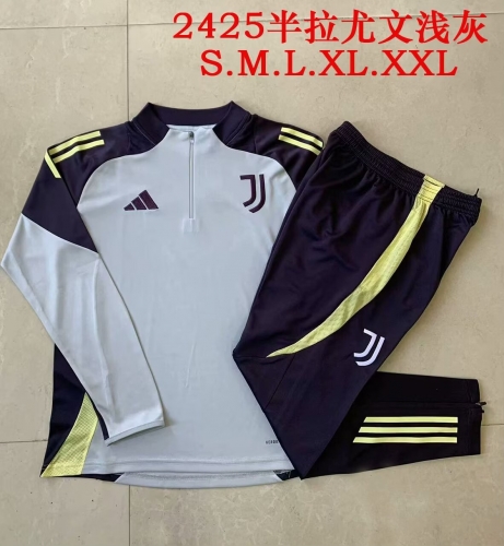 2024/25 Juventus FC Light Gray Thailand Soccer Tracksuit Uniform-815