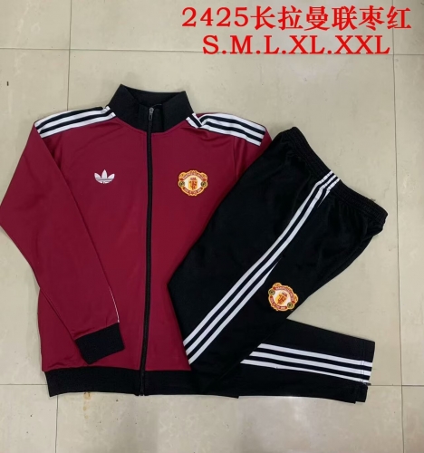 2024/25 Manchester United Dark Red Jacket Uniform-815