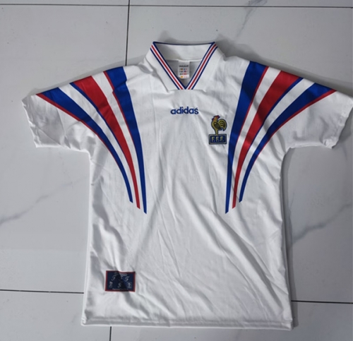 1996 Retro logo on the side Version France Away White Thailand Soccer Jersey AAA-1041