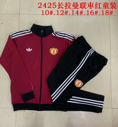 2024/25 Manchester United Dark Red Kids/Youth Jacket Uniform-815