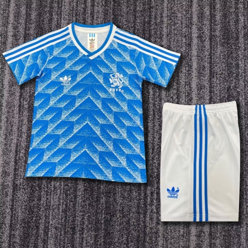 1988 Retro Netherlands Away Blue Kids/Youth Soccer Uniform-311