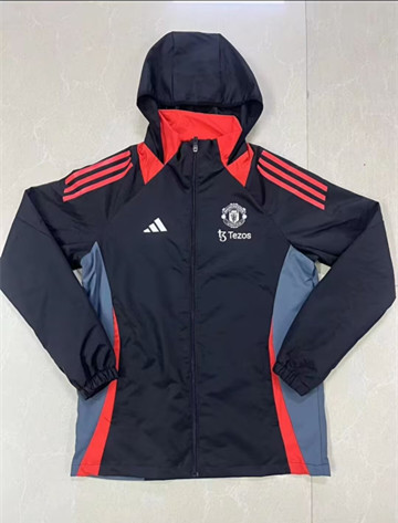 2024-25 Manchester United Black Windbreaker Hoodies Top-GDP