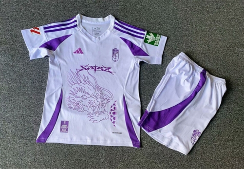 Kids 2024/25 Granada CF 4nd Away White & Purple Youth/Kids Soccer Uniform-1040