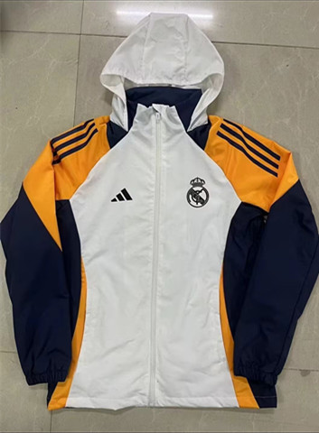 2024/24 Real Madrid Orange & White Thailand Soccer Windbreaker With Hat-GDP