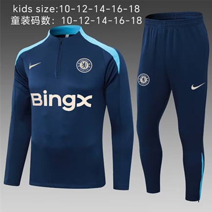 2024/25 Chelsea Royal Blue Kids/Youth Thailand Soccer Tracksuit Uniform-411