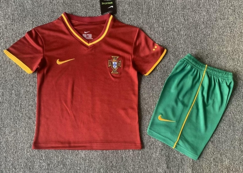 Kids 2000 Retro Portugal Home Red Youth/Kids Soccer Uniform-1040