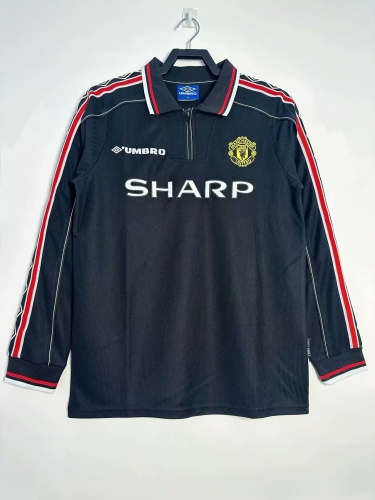 98 Retro Version Manchester United Black LS Thailand Soccer Jersey AAA-811