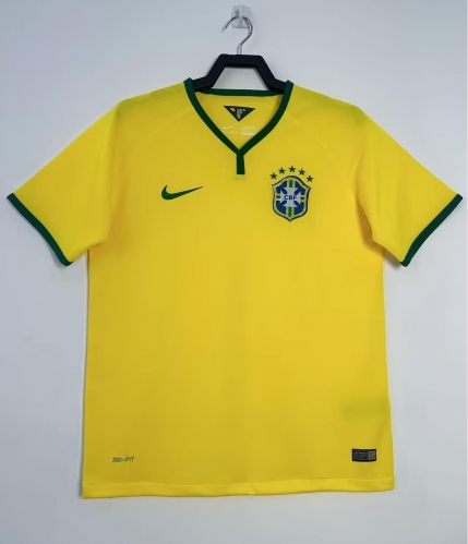 2014 Retro Version Brazil Home Yellow Soccer Thailand Jersey AAA-811