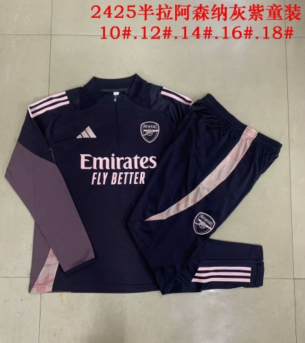 Kids 2024/25 Arsenal Black Kids/Youth Soccer Tracksuit Uniform-815