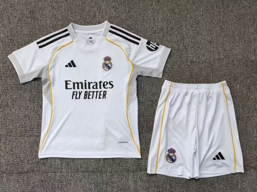 Kids 2025/26 Real Madrid Home White Kids/Youth Soccer Uniform-BLY/516/522