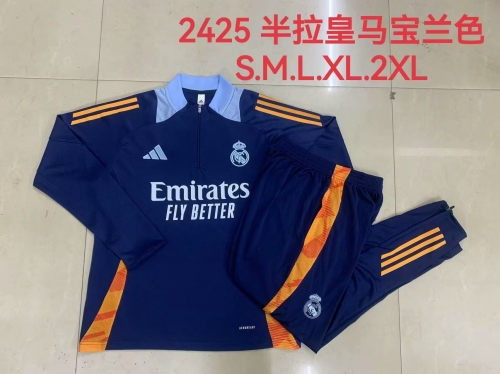 2024/25 Real Madrid Royal Blue Soccer Tracksuit Uniform-815