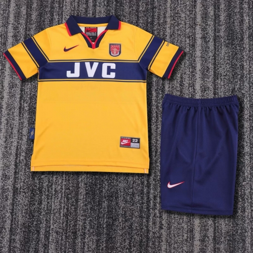 95-97 Retro Version Arsenal Away Yellow & Blue Kids/Youth Soccer Uniform-811