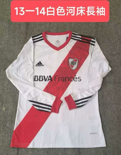 13/14 Retro Version CA River Plate Home White LS Thailand Soccer Jersey AAA-709