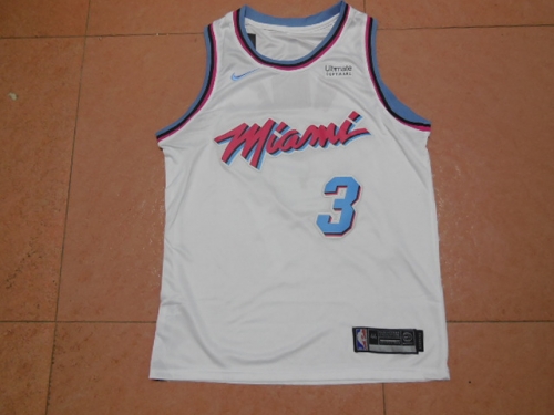 City Version Miami Heat NBA White #3 Jersey