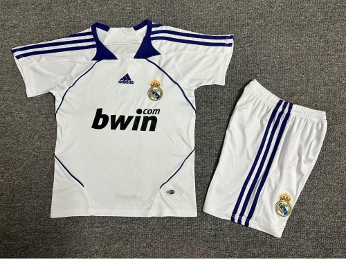 Kids 07-08 Retro Version Real Madrid Home White Kids/Youth Soccer Uniform-1040