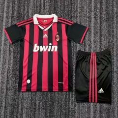 Kids 09-10 Retro Version AC Milan Home Red & black Kids/Youth Soccer Uniform-811