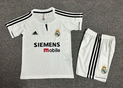 Kids 03-04 Retro Version Real Madrid Home White Kids/Youth Soccer Uniform-1040