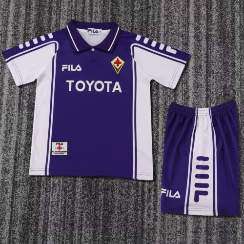 Kids 99/00 Retro ACF Fiorentina Home Purple Kids/Youth Soccer Uniform-811