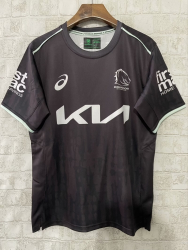 2025 Mustang Black & Brown Thailand Rugby Training Shirts-805