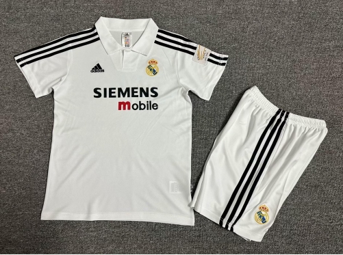 Kids 02-03 Retro Version Real Madrid Home White Kids/Youth Soccer Uniform-1040