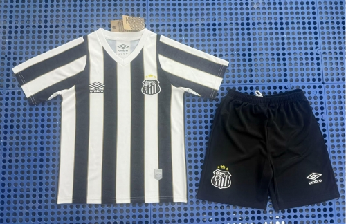 2024/25 Santos FC Away White & Black Youth/kids Soccer Uniform-530