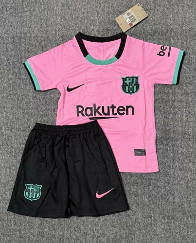 Kids 2020/21 Barcelona 2nd Away Pink Kids/Youth Soccer Uniform-516