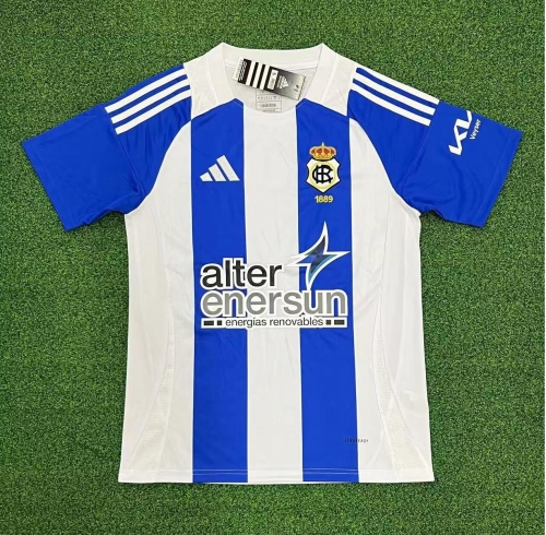 2025/26 Real Club Recreativo de Huelva Home Blue & White Thailand Soccer Jersey AAA-320