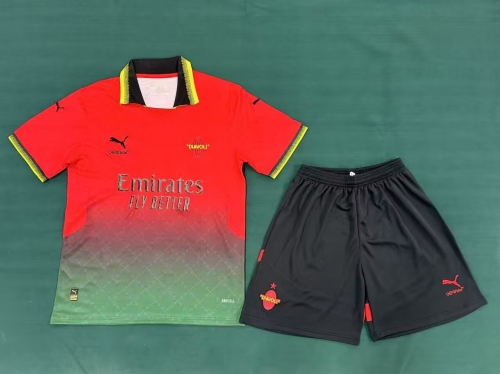 2024/25 AC Milan 3nd Away Red & Green Soccer Uniform-FL