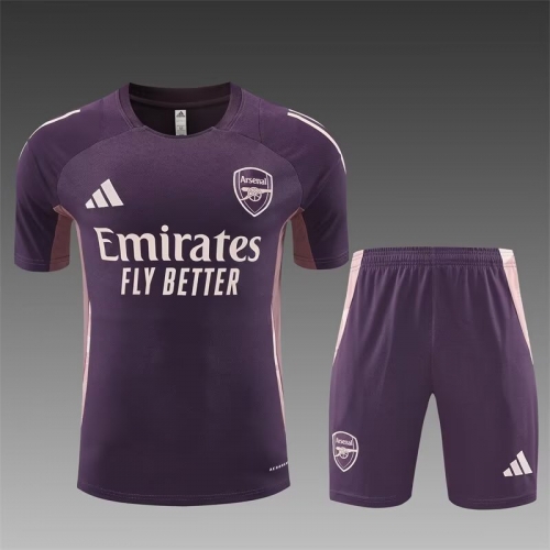 2024/25 Arsenal Purple Shorts-Sleeve Soccer Tracksuit Uniform-801