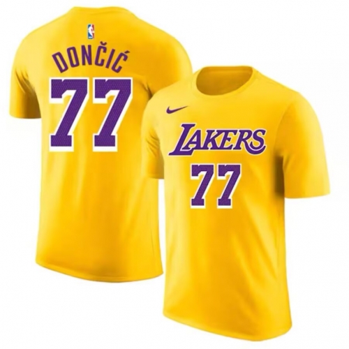 2025 Season NBA Los Angeles Lakers #77 Yellow T-Shirts-308