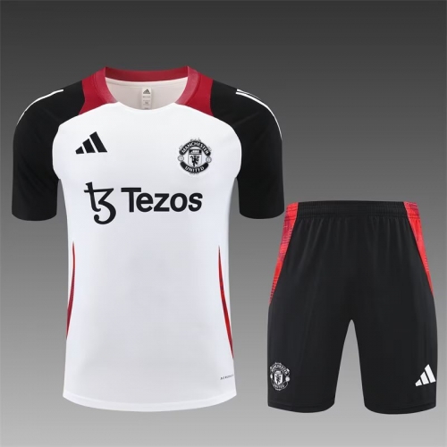 2024/25 Manchester United White Shorts-Sleeve Thailand Tracksuit Uniform-801