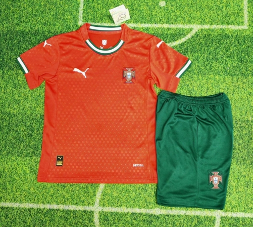 Kids 2025/26 Portugal Home Red Training Kids/Youth Soccer Uniform-123/507/812