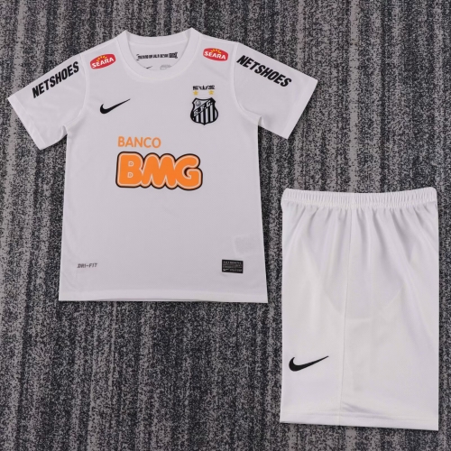 Kids 11-12 Retro Version Santos FC Home White Kids/Youth Soccer Uniform-1040/311/123