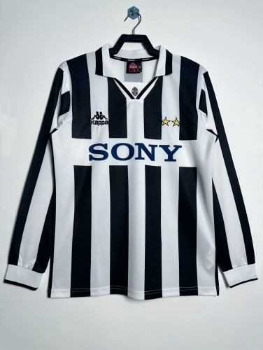 95/96 Retro Version Juventus Home Black & White Thailand LS Soccer Jersey AAA-601/811