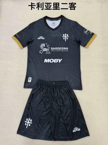 Kids 2024/25 Cagliari Calcio 2nd Away Black Youth/kids Soccer Uniform-208