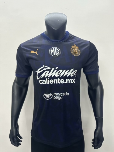 Player Version 2024/25 Deportivo Guadalajara 2nd Away Black & Blue Thailand Soccer Jersey AAA-210/888