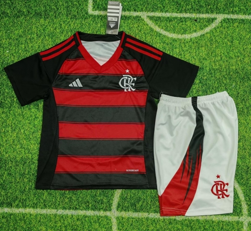 2025-26 Flamengo Home Red & Black Kids/Youth Soccer Uniform-SKE/522/123