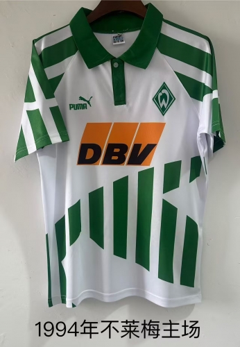 1994 Retro Version SV Werder Bremen Home White & Green Soccer Jersey AAA-709