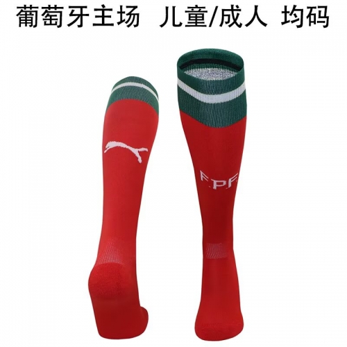 Kids/Adult 2024/25 Portugal Home White Thailand Soccer Socks