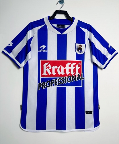 02/03 Retro Version Real Sociedad Home Blue & White Thailand Soccer Jersey AAA-301/JM/811