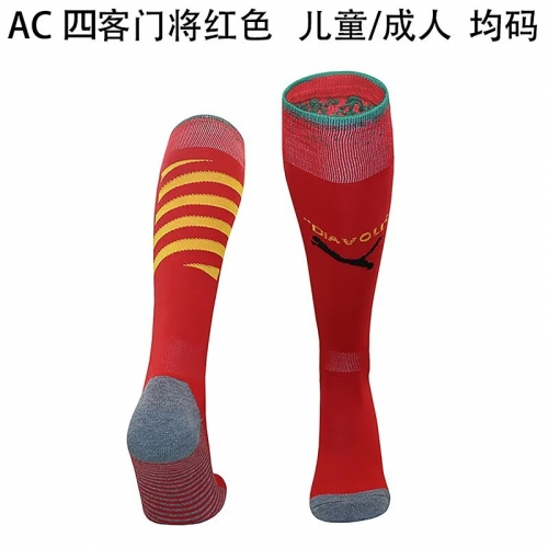 Adult & Kids 2025/26 AC Milan 4nd Away Red Thailand Soccer Socks