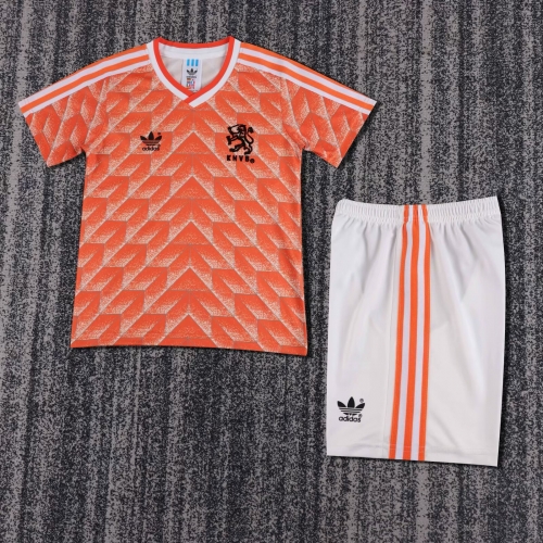 1988 Retro Netherlands Home Orange Kids/Youth Soccer Uniform-1040/311