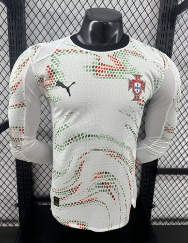 Player Version 2025/26 Portugal Away White LS Thailand Soccer Jersey AAA-XY/888/16