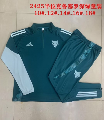 Kids/Youth 2024/25 Cruzeiro EC Dark Green Thailand Soccer Tracksuit Uniform-815