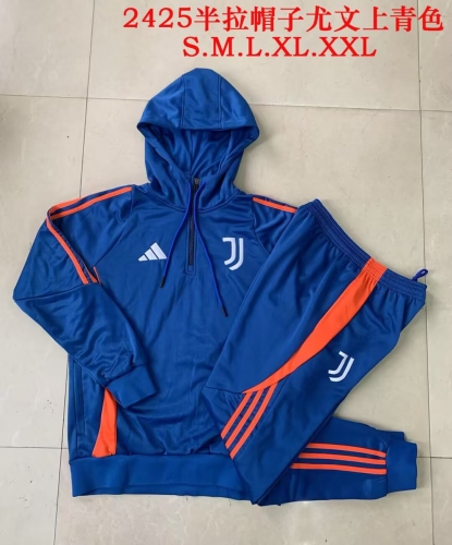 2024/25 Juventus FC Cyan Thailand Soccer Tracksuit Uniform With Hat-815