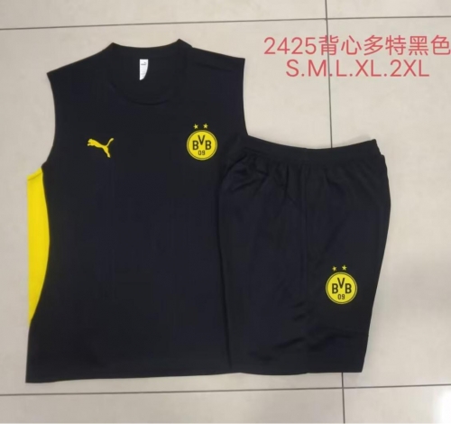 2024/25 Borussia Dortmund Black Shorts-Sleeve Thailand Soccer Jersey Vest-815