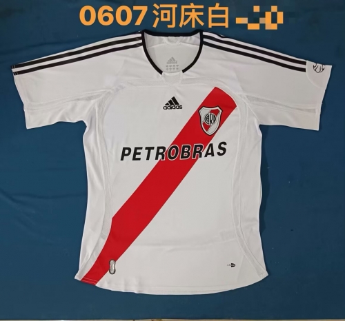 06-07 Retro Version CA River Plate Home White Thailand Soccer Jersey AAA-709