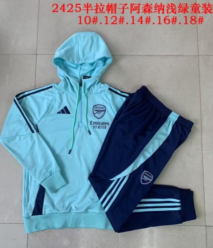 Kids 2024/25 Arsenal Light Green Kids/Youth Thailand Tracksuit Uniform With Hat-815