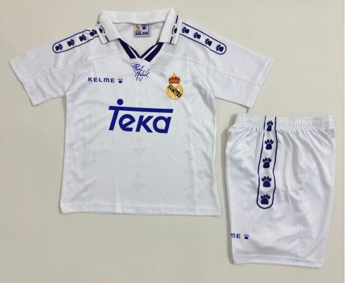 Kids 94-96 Retro Version Real Madrid Home White Kids/Youth Soccer Uniform-811